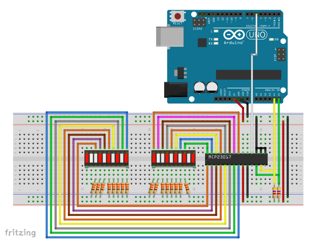 Circuit for controlling 16 LEDs