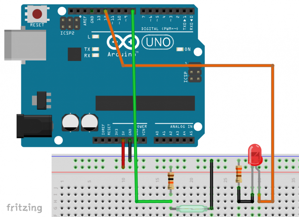 Using the reed switch at the Arduino