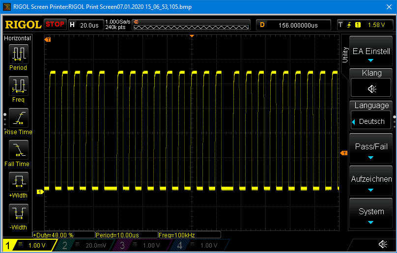 I2C clock signal with pull-up on Rigol 1054 Z