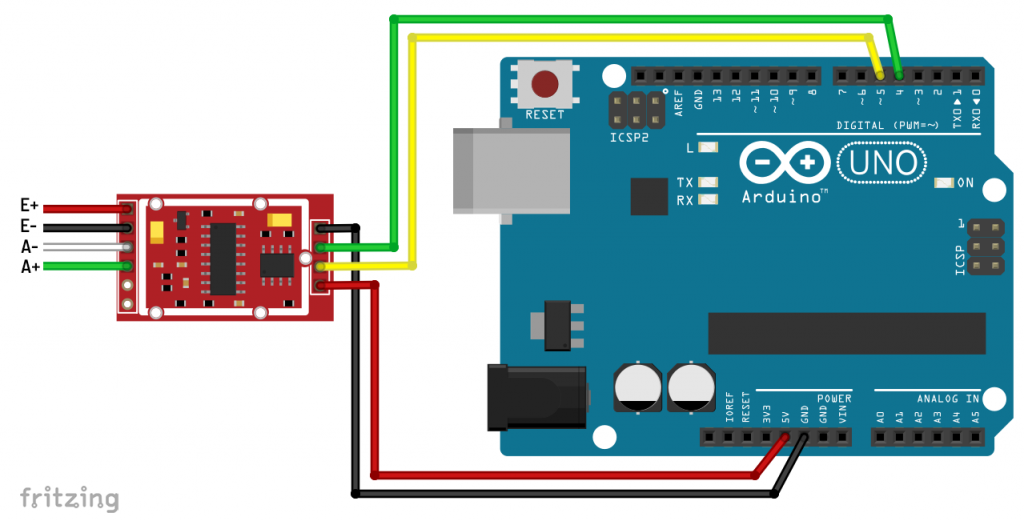 Minimum connection of the HX711 to the Arduino UNO
