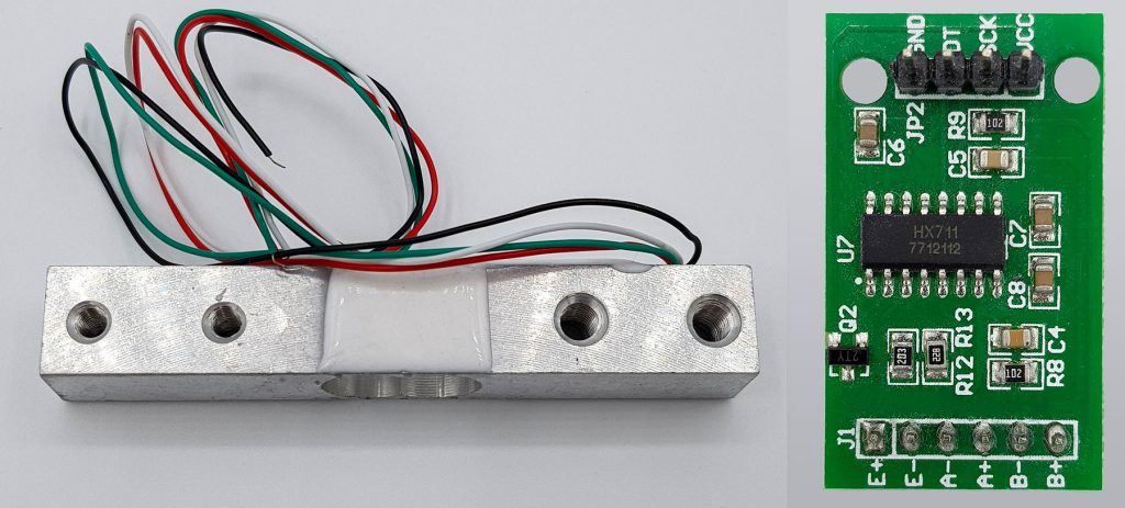 Typical kit of load cell and HX711 module 
