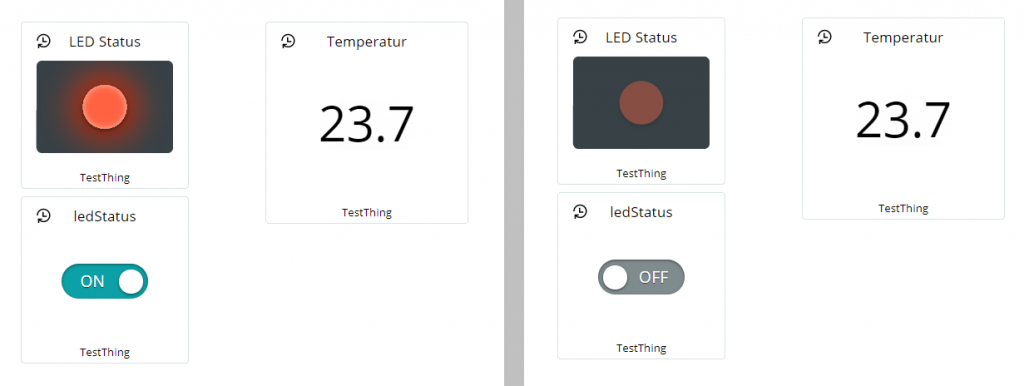 Arduino IoT Cloud in Action: New Dashboard, ledStatus ON and ledStatus OFF