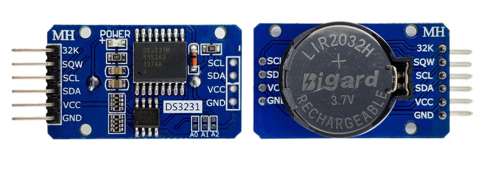 Produktbild von DS3231 Hochpräzises Echtzeituhrmodul – I2C, Temperaturkompensation, ±2 Min/Jahr, 3,3V/5V, Mit Batteriehalter