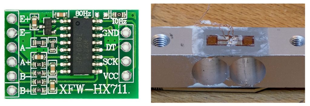 HX711 module and a load cell with strain gauge