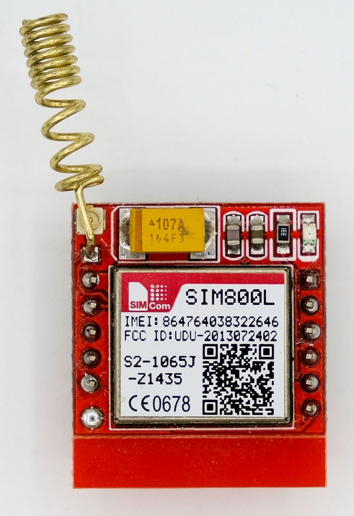 SIM800L module with spiral antenna