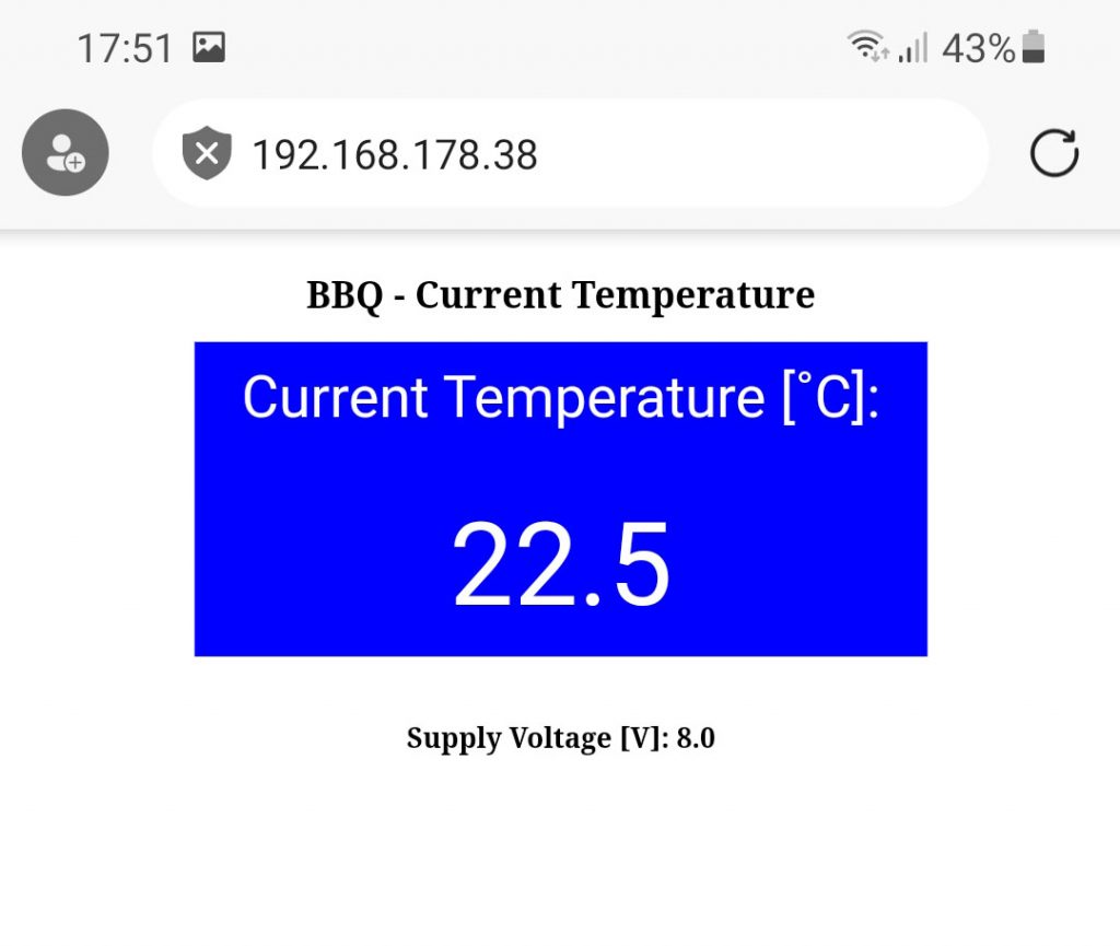 WiFi BBQ thermometer - output of the simple solution on the smartphone