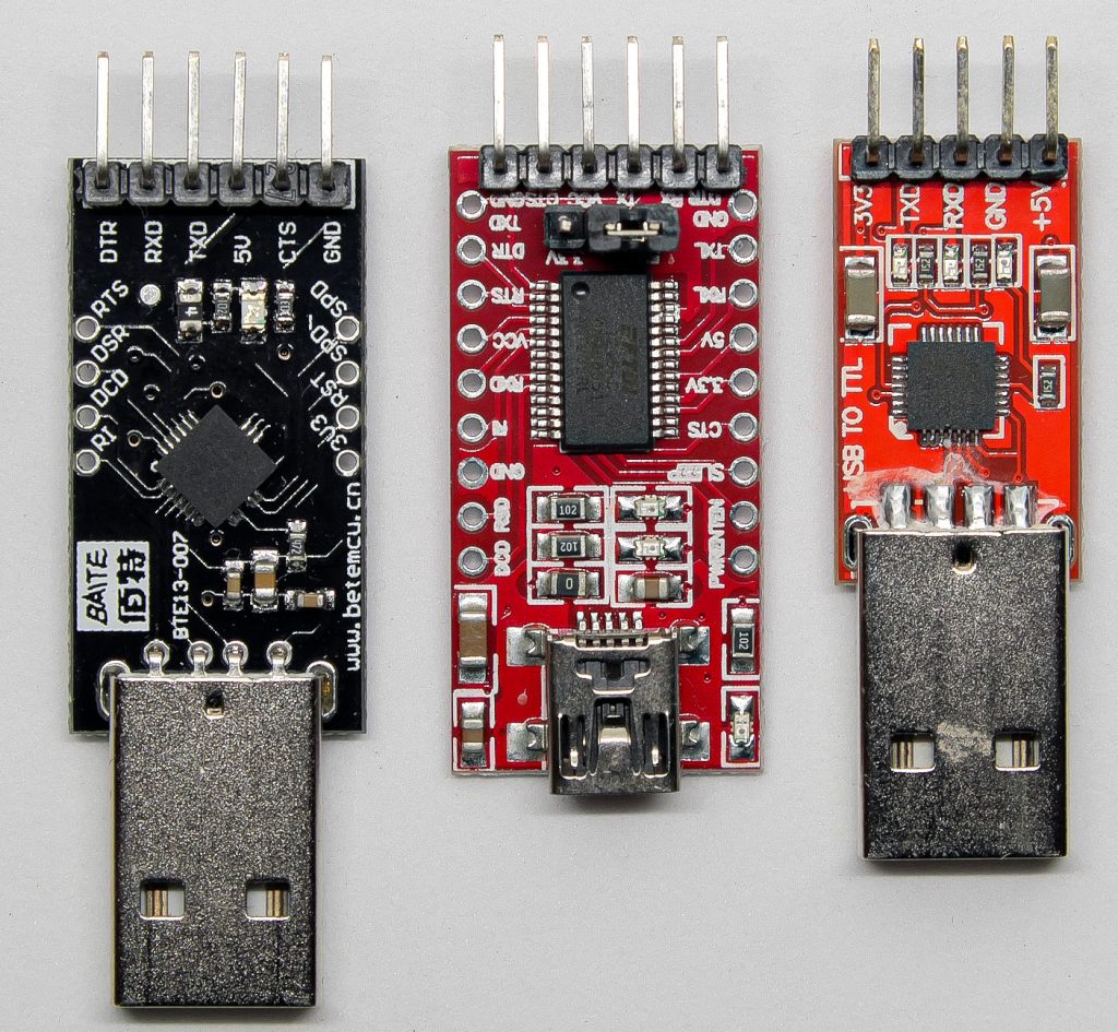 Various USB to TTL serial adapters for ATtiny programming