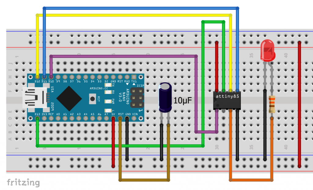 Arduino Nano als ISP Programmer für den ATtiny85