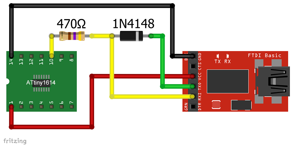 USB-zu-TTL FTDI Adapter als UPDI-Programmer