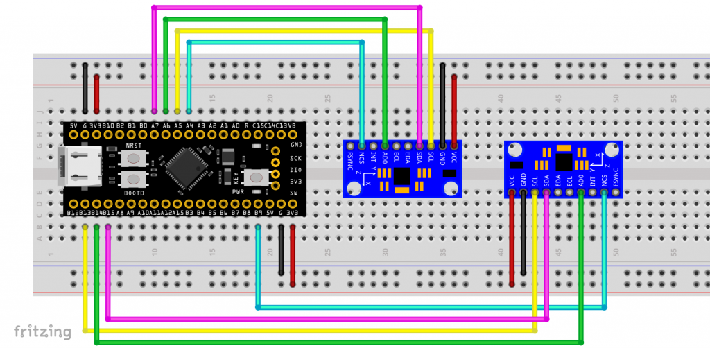 STM32 - Zwei MPU6500/9250 per SPI am BlackPill