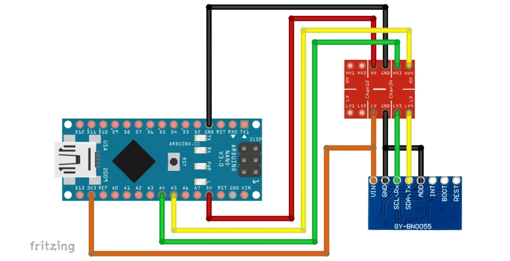 BNO055 an einem klassischen Arduino Nano