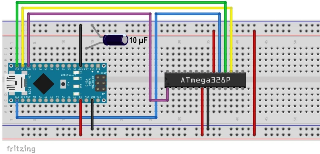 Beispielschaltung für "Arduino as ISP"