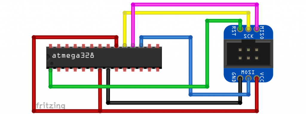 MiniCore - Anschluss eines Programmers an einen ATmega328(P) über einen Adapter