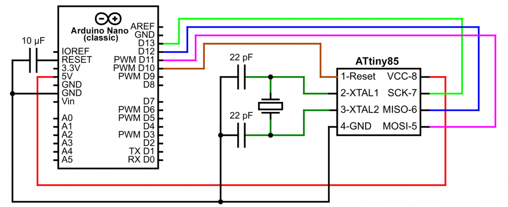 Using "Arduino as ISP" for the ATtiny85 with an external crystal