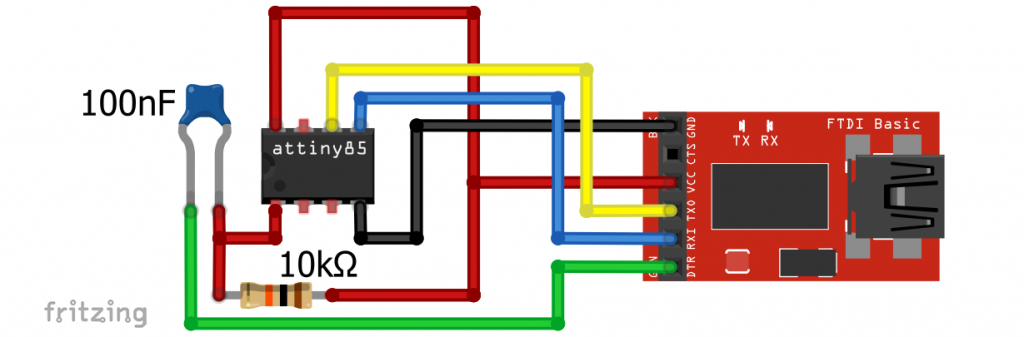 USB-to-TTL adapter on the ATtiny85